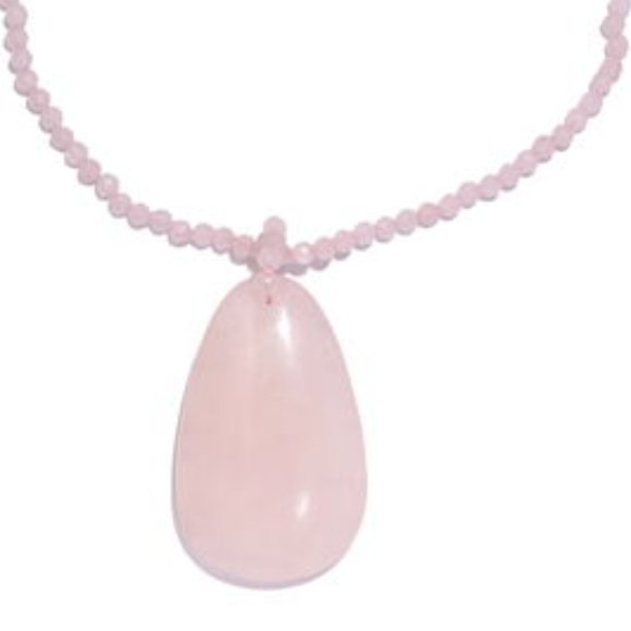 Lovely Galilea Rose Quartz Pendant Beaded SS Necklace and matching Bracelet NWT - Picture 1 of 10